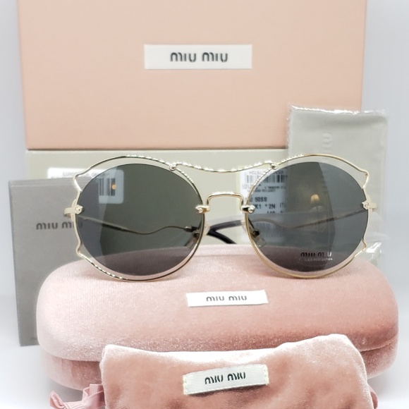 Miu Miu Sunglasses Butterfly Pale Gold Frame - Picture 2 of 8